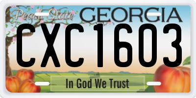 GA license plate CXC1603
