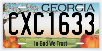 GA license plate CXC1633