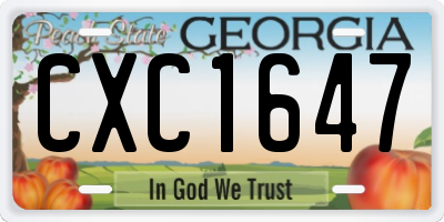 GA license plate CXC1647