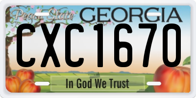 GA license plate CXC1670