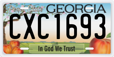 GA license plate CXC1693