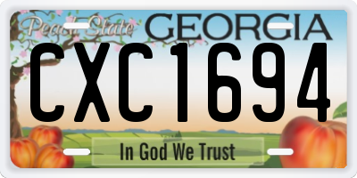 GA license plate CXC1694