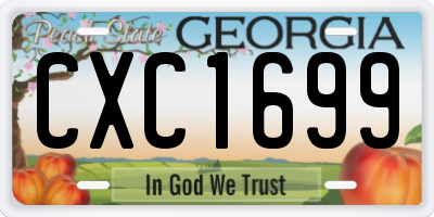 GA license plate CXC1699