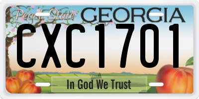 GA license plate CXC1701