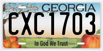 GA license plate CXC1703