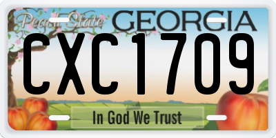 GA license plate CXC1709