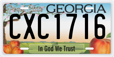 GA license plate CXC1716