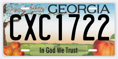 GA license plate CXC1722