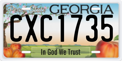 GA license plate CXC1735