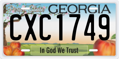 GA license plate CXC1749