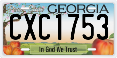 GA license plate CXC1753