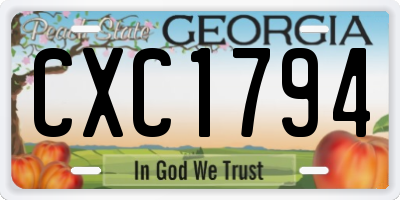 GA license plate CXC1794