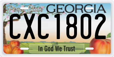 GA license plate CXC1802