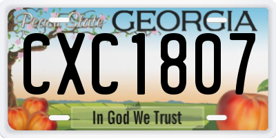 GA license plate CXC1807
