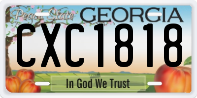 GA license plate CXC1818