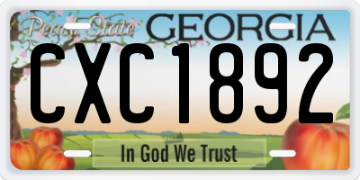 GA license plate CXC1892