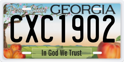 GA license plate CXC1902