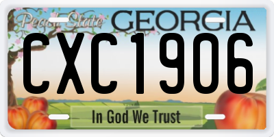 GA license plate CXC1906