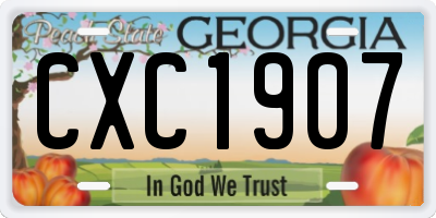 GA license plate CXC1907