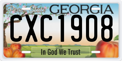 GA license plate CXC1908