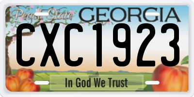 GA license plate CXC1923