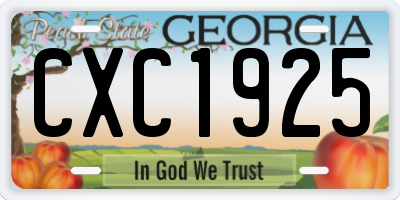 GA license plate CXC1925