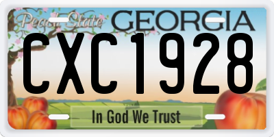 GA license plate CXC1928