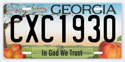 GA license plate CXC1930