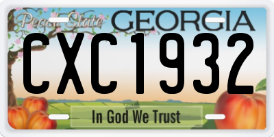GA license plate CXC1932