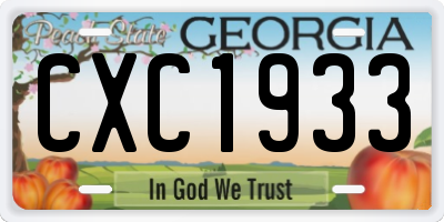 GA license plate CXC1933