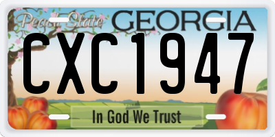 GA license plate CXC1947