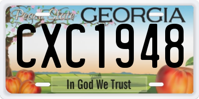 GA license plate CXC1948