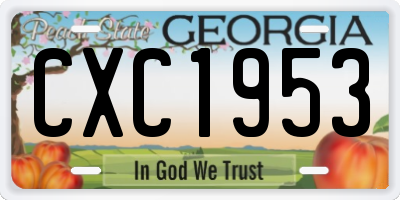 GA license plate CXC1953