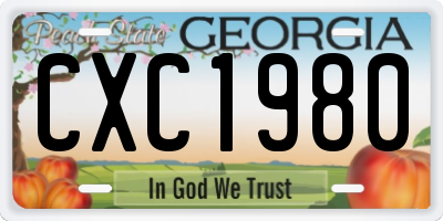 GA license plate CXC1980