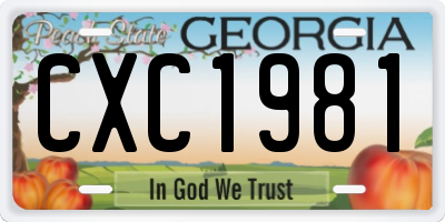 GA license plate CXC1981
