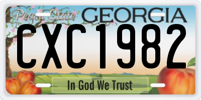 GA license plate CXC1982