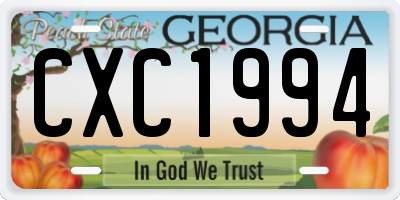 GA license plate CXC1994