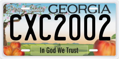 GA license plate CXC2002