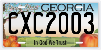 GA license plate CXC2003