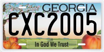 GA license plate CXC2005