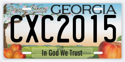 GA license plate CXC2015