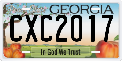 GA license plate CXC2017