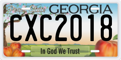 GA license plate CXC2018