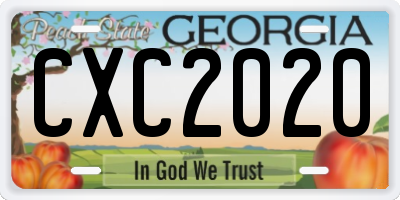GA license plate CXC2020