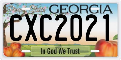 GA license plate CXC2021