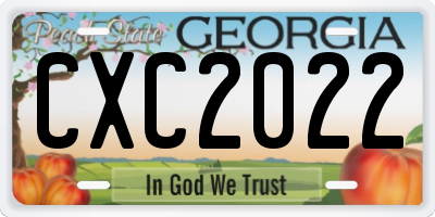 GA license plate CXC2022