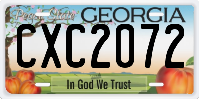 GA license plate CXC2072