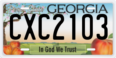 GA license plate CXC2103