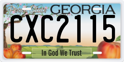 GA license plate CXC2115