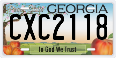 GA license plate CXC2118